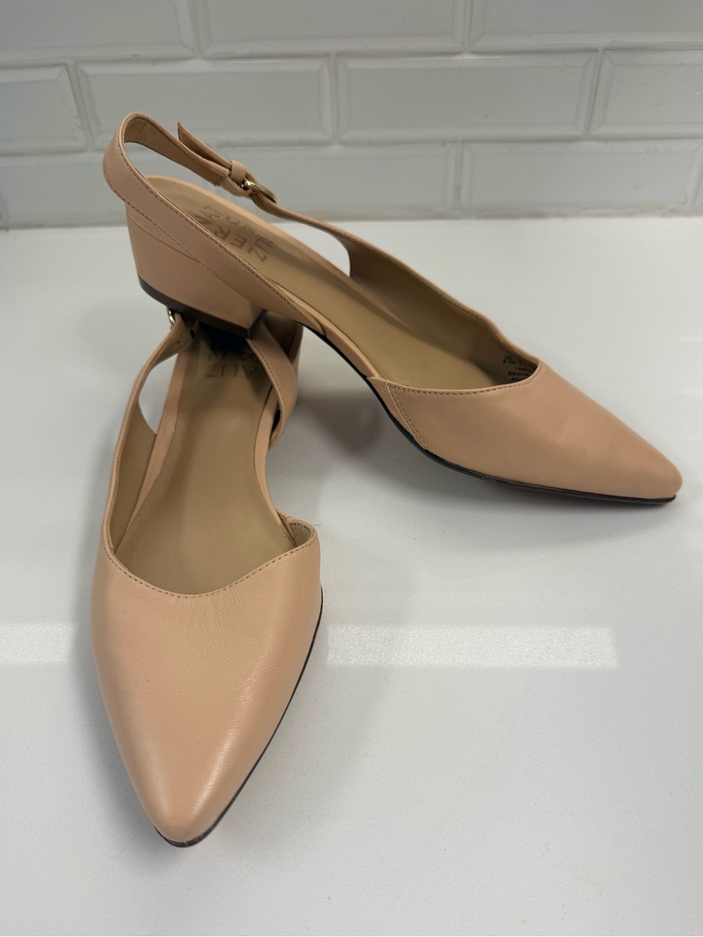 Naturalizer Banks Women’s Slingback Pointed-Toe Low Block Heel - Beige - Picture 8 of 8